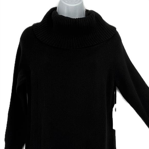 Chico's Peek-A-Boo Shoulder Midi Sweater Dress in Black Size M - Picture 2 of 7
